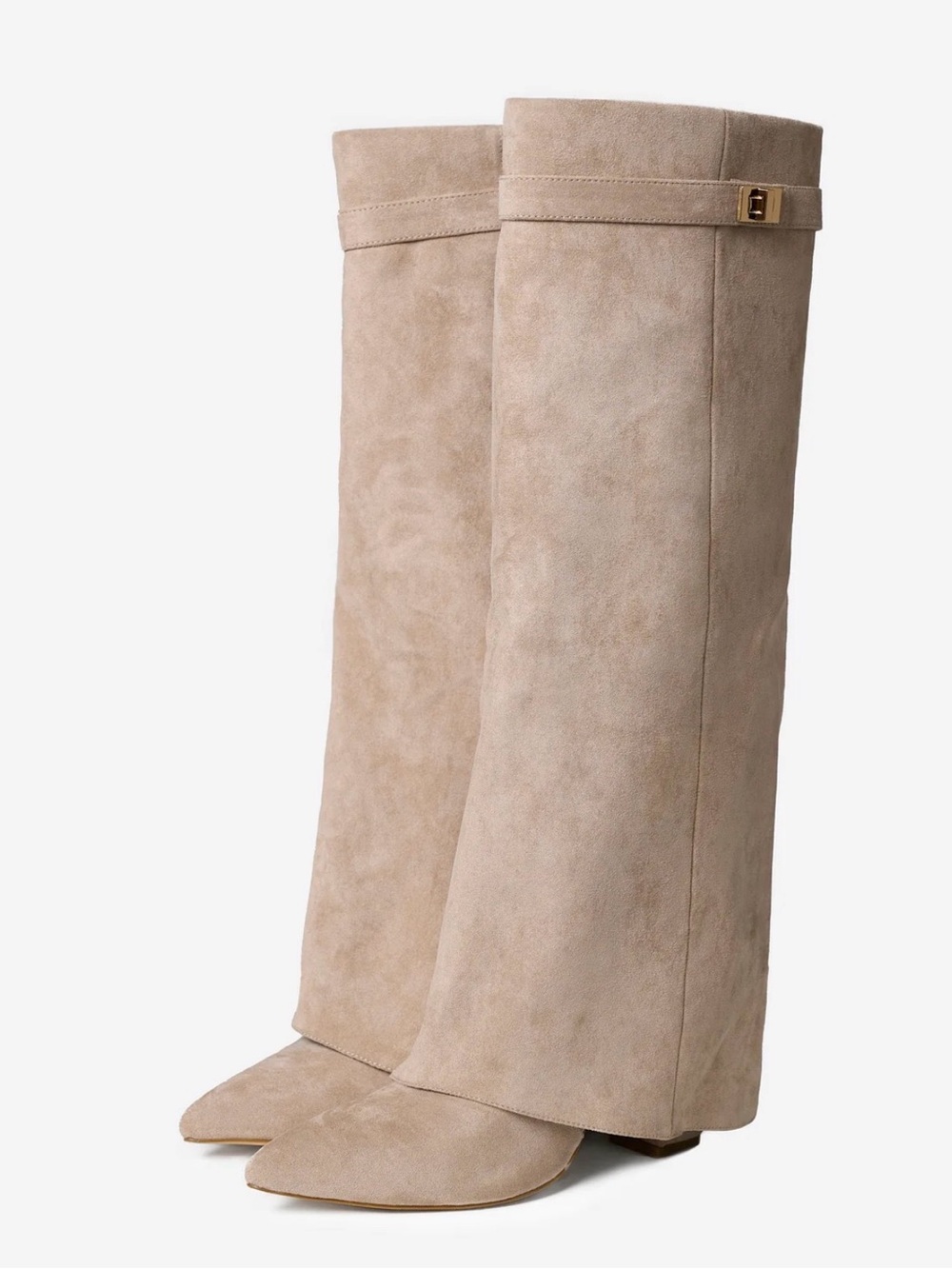 NWOT SUEDE KNEE HIGH BOOTS BEIGE